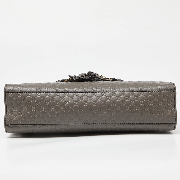 GUCCI Grey Microssima Leather Medium Emily Chain Shoulder Bag - Picture 6 of 8